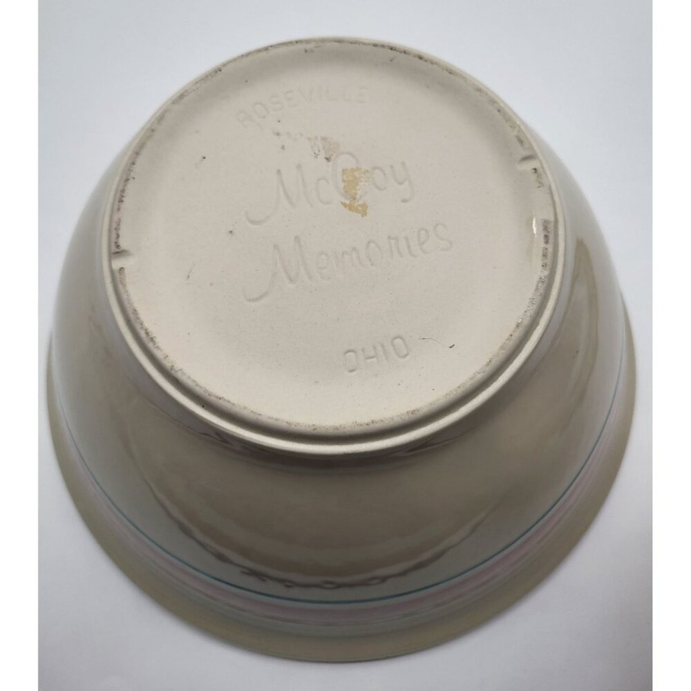 MCCOY Memories Pottery Ovenware Mixing Bowl Cream Pink Blue Stripe - Picture 7 of 10